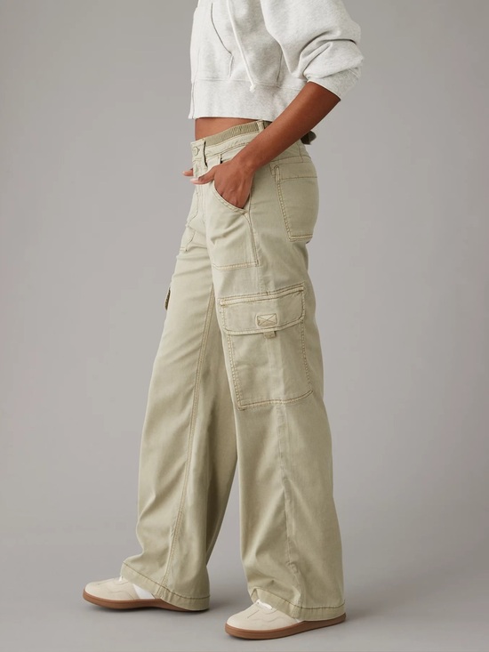 American Eagle Outfitters Pants - AE Dreamy Drape Stretch Cargo Super High-Waisted Baggy Wide-Leg Pant